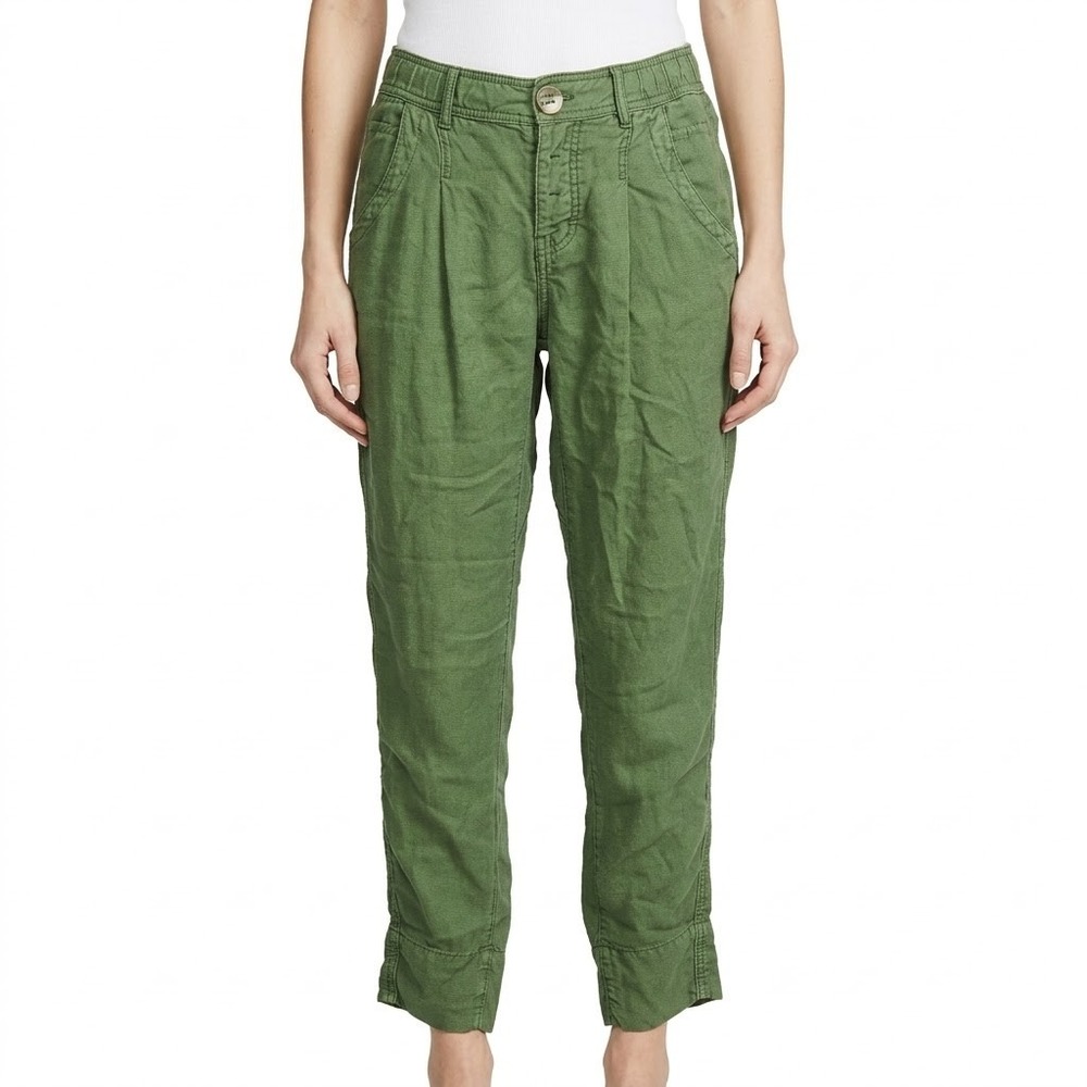 Free People Linen‎ Tencel Blend Pleasant Valley Pant Green Size 2 EUC
